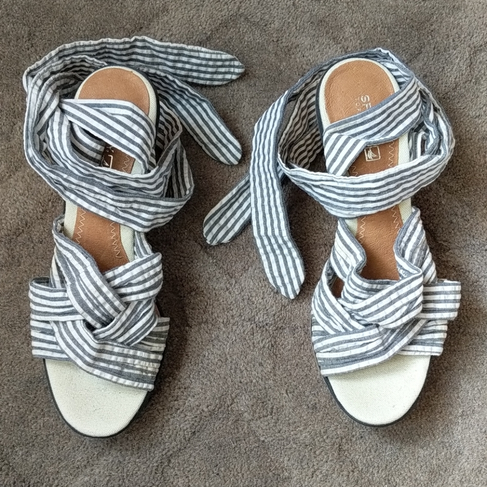 Sperry Navy Ankle Wrap Wedges